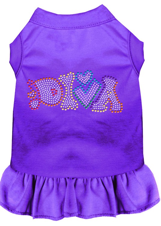 Technicolor Diva Rhinestone Pet Dress Purple XS